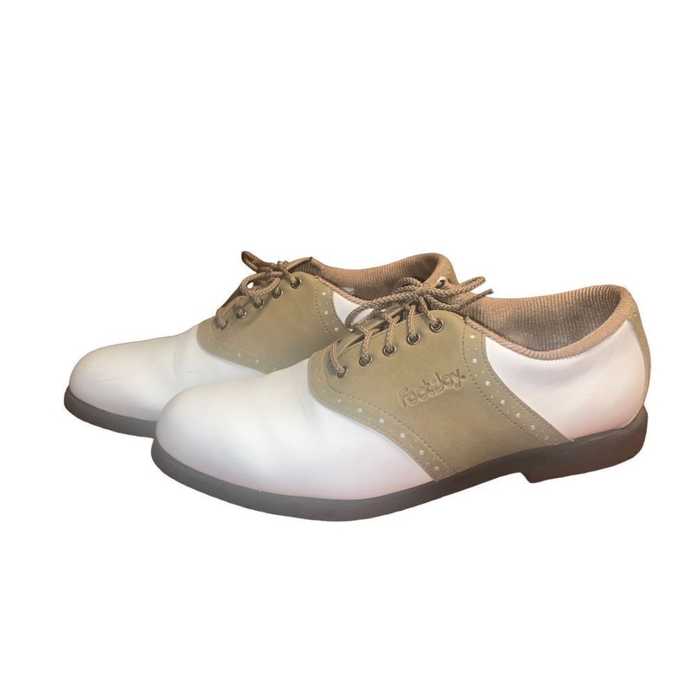 Footjoy Greenjoys 48802 Saddle Golf Shoes White Beige Womens Size 10 M
